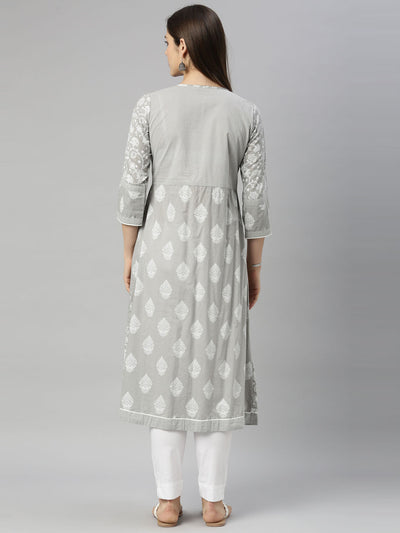 Neeru's L Gray Color Cotton Fabric Tunic