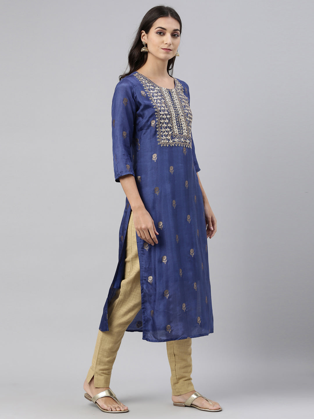 Neeru's Blue Color Santoon Fabric Tunic