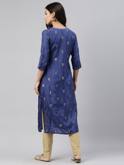 Neeru's Blue Color Santoon Fabric Tunic