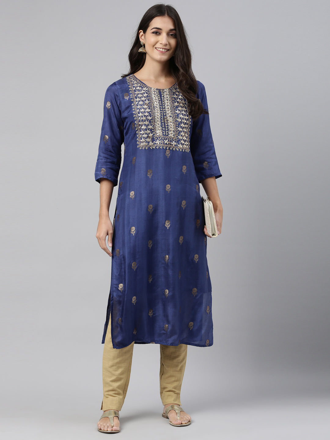 Neeru's Blue Color Santoon Fabric Tunic