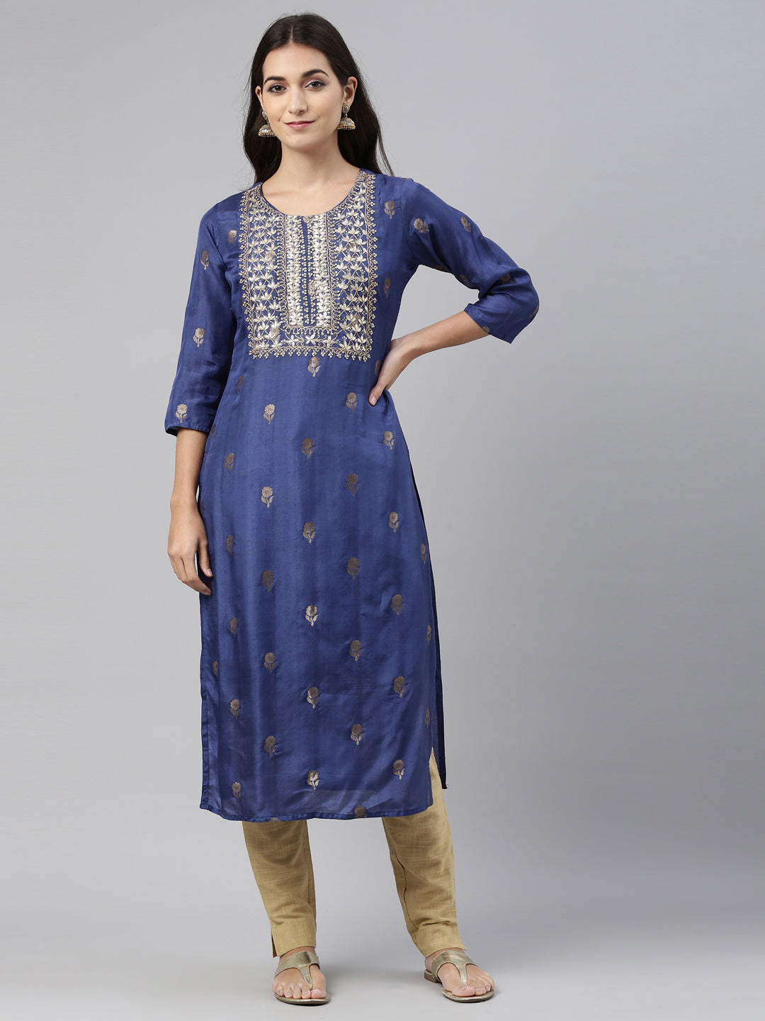 Neeru's Blue Color Santoon Fabric Tunic