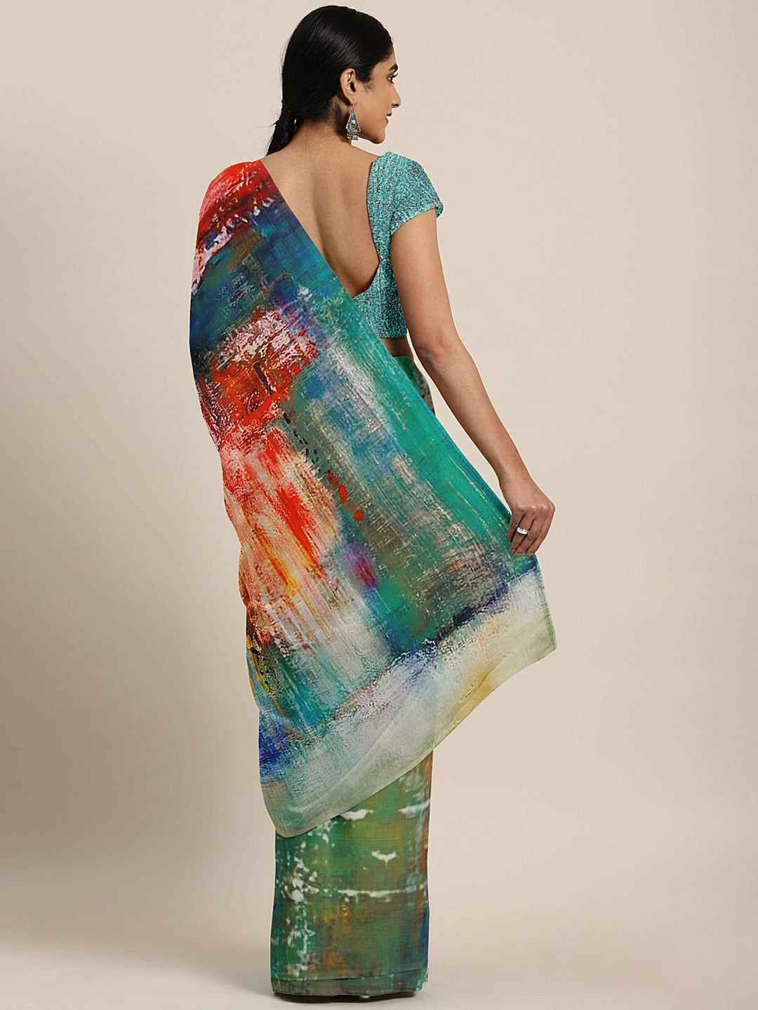 Neeru's Multicolor Printed Saree With Blouse