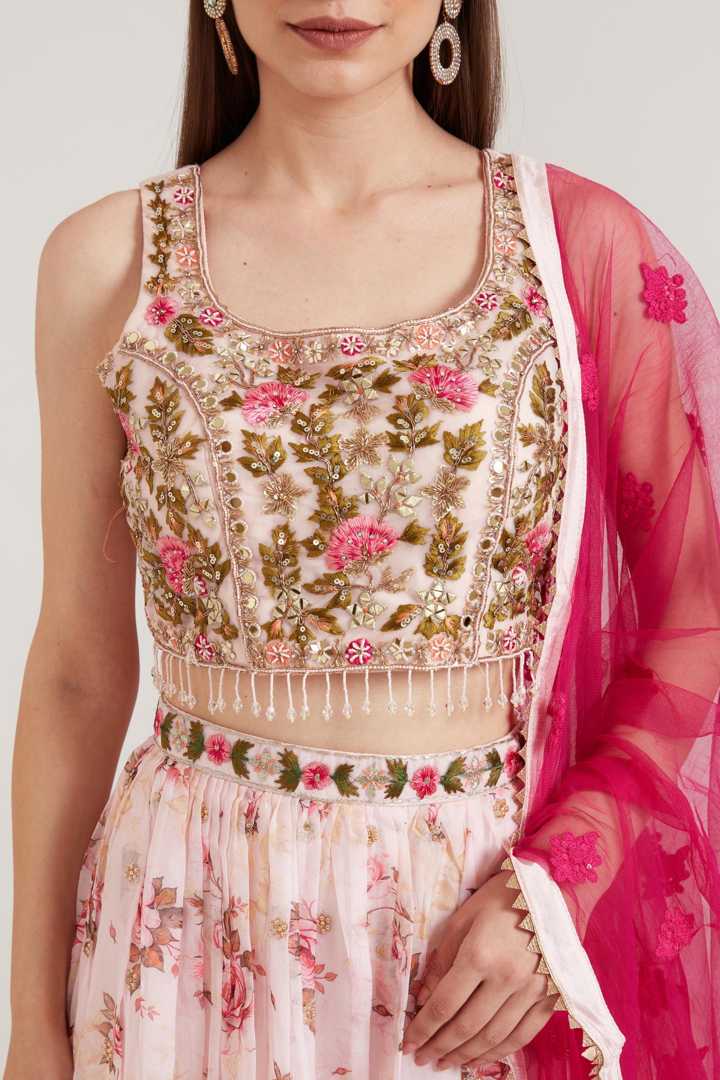 Neeru's Baby Pink Color Organza Fabric Ghagra Set