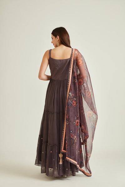 Neeru's Brown Colour Georgette Fabric Gown