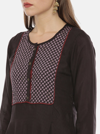 Neeru's Dark Brown A Line Kurta