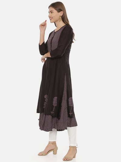 Neeru's Dark Brown A Line Kurta