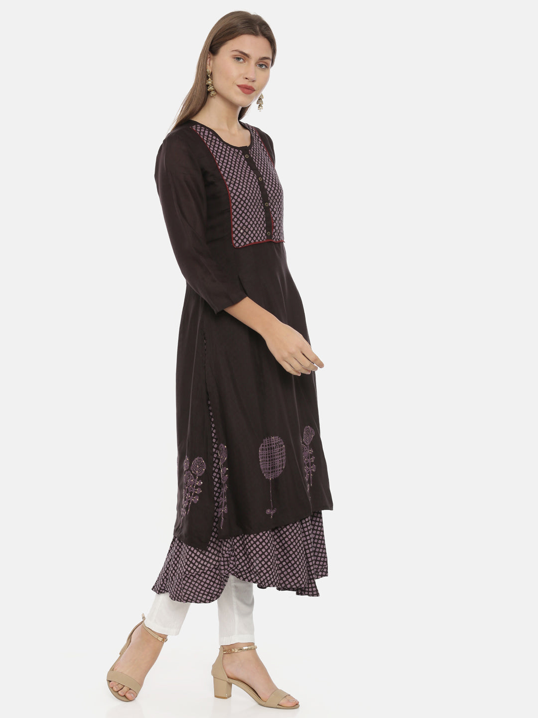 Neeru's Dark Brown A Line Kurta