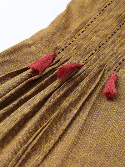 Neeru's Brown Embroidered A Line Kurta