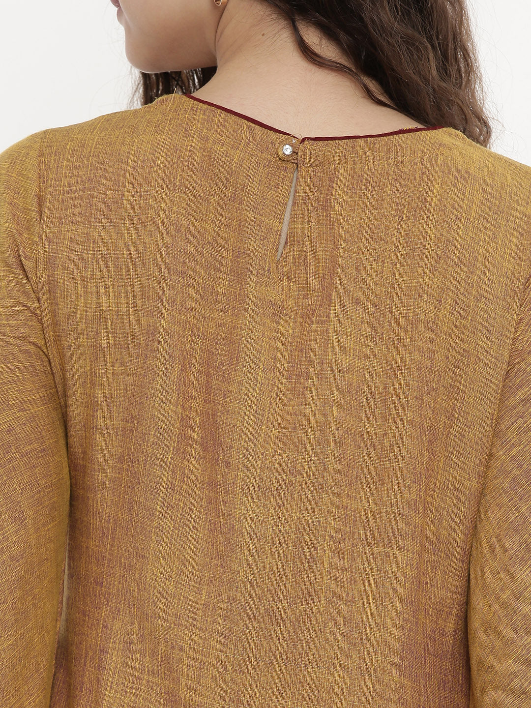 Neeru's Brown Embroidered A Line Kurta