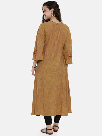 Neeru's Brown Embroidered A Line Kurta