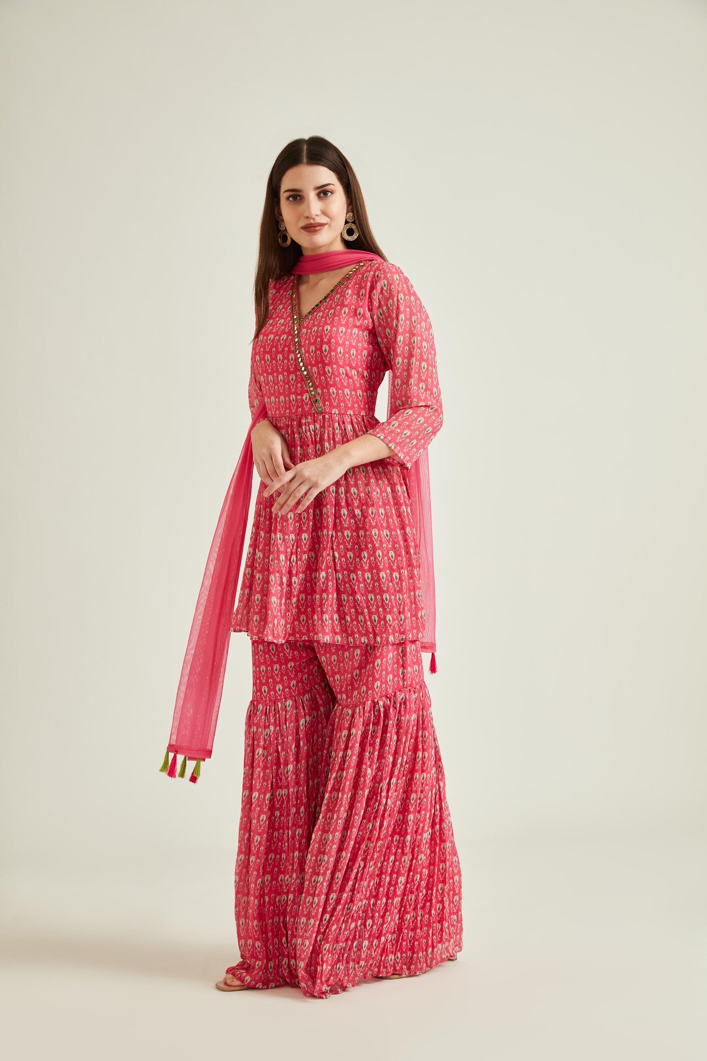 Neeru's Pink Colour Georgette Fabric Suit