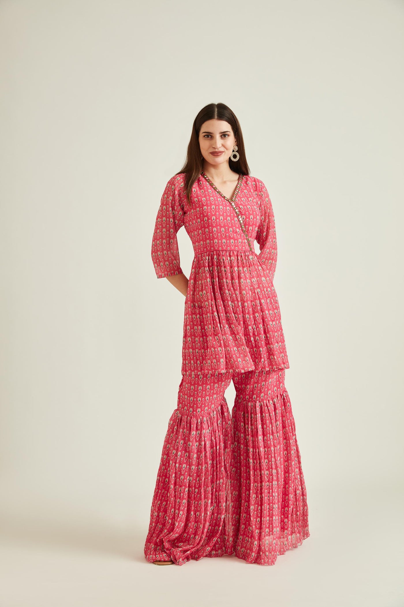 Neeru's Pink Colour Georgette Fabric Suit