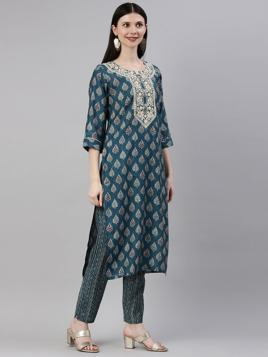 Neeru's Blue Color Dupion Silk Fabric Kurta Set