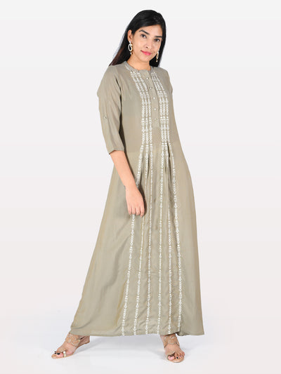 Neeru's Grey Embroidered Anarkali Kurta