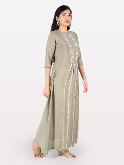 Neeru's Grey Embroidered Anarkali Kurta