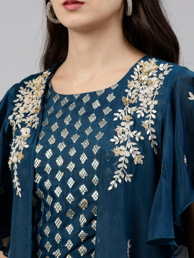 Neeru's Peacock Color Georgette Fabric Suit-Fusion