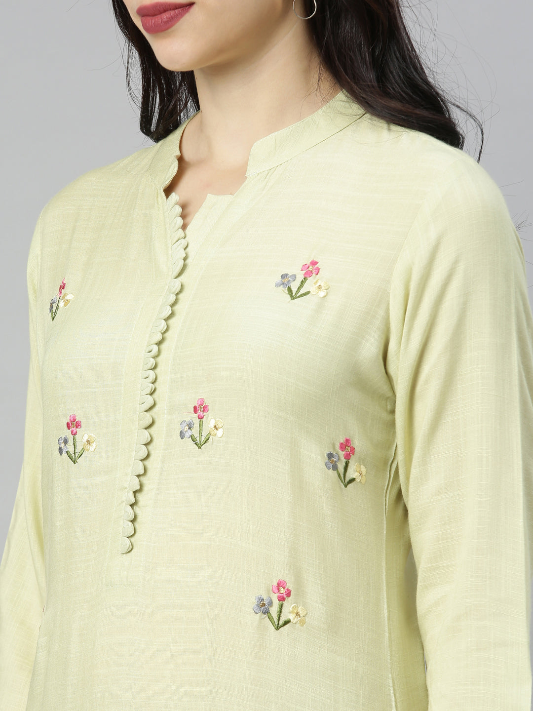 Neeru's Pista Colour Slub Rayon Fabric Tunic "54"