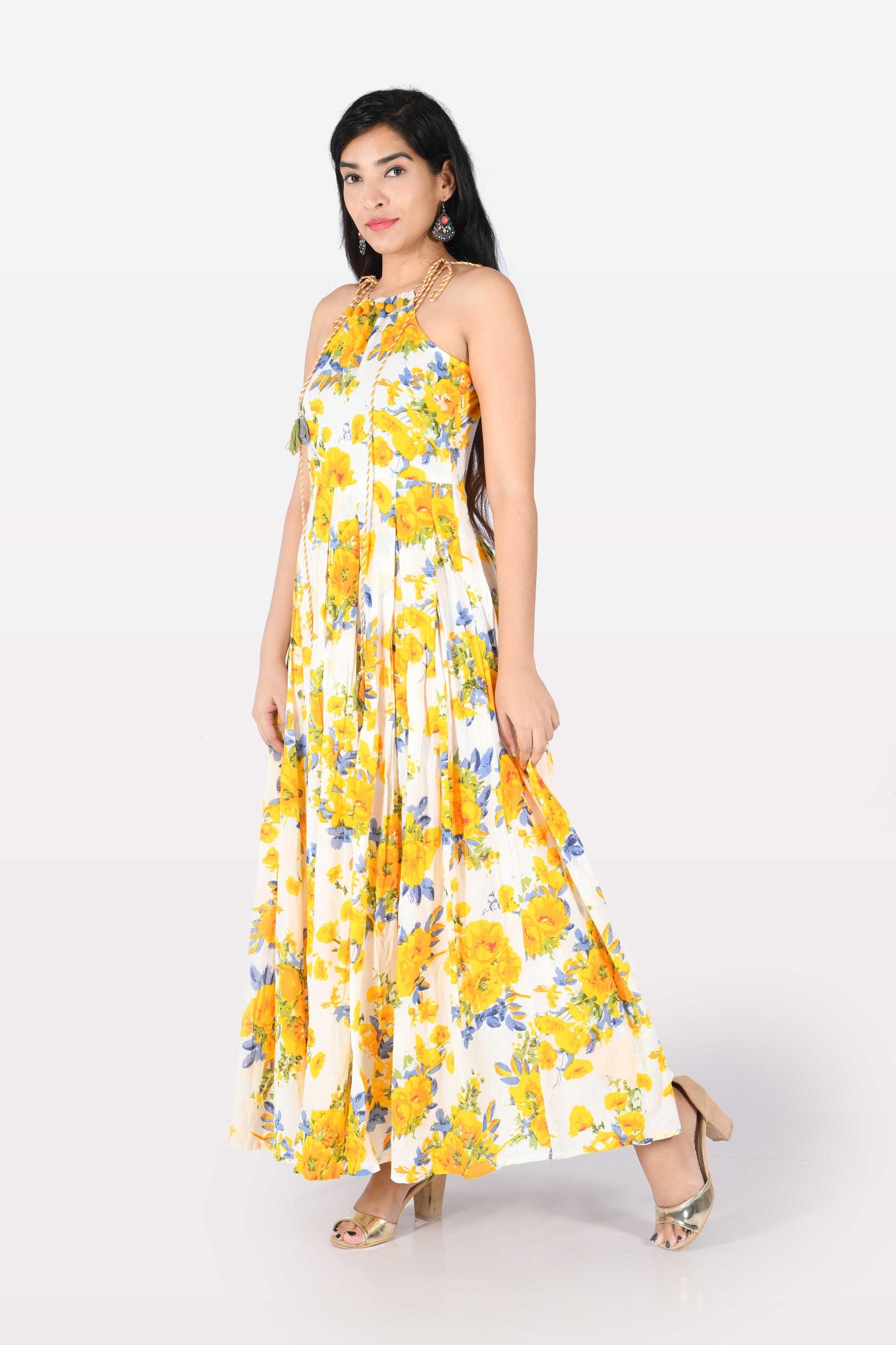 Neeru's Yellow Printed A Line Kurta