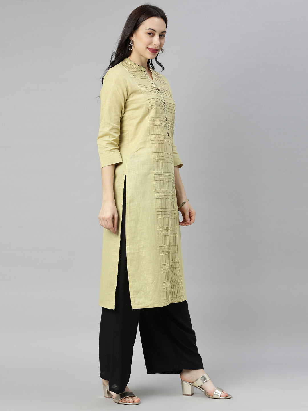 Neeru's Beige Colour Slub Cotton Fabric Tunic "44"