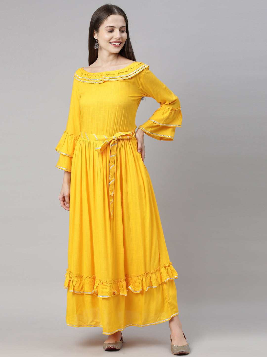 Neeru's Yellow Fit & Flare Kurta