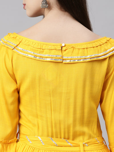 Neeru's Yellow Fit & Flare Kurta