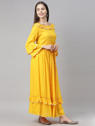 Neeru's Yellow Fit & Flare Kurta