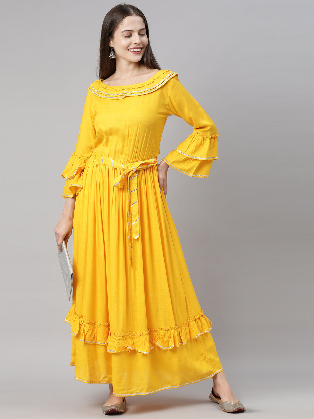 Neeru's Yellow Fit & Flare Kurta