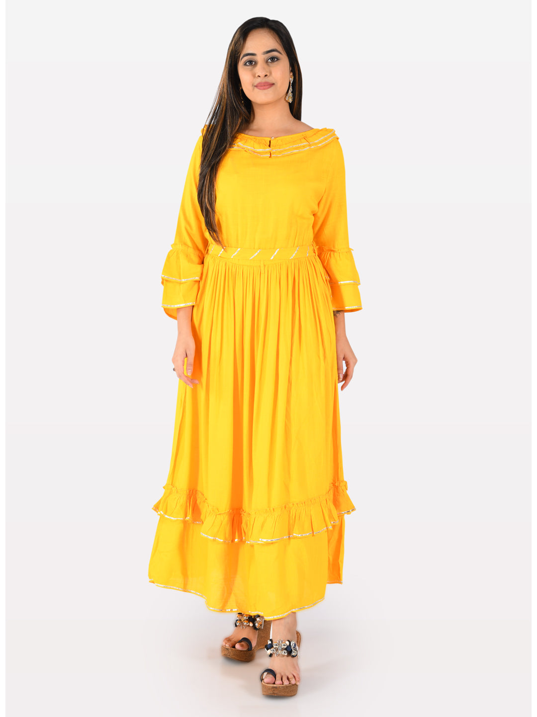 Neeru's Yellow Fit & Flare Kurta