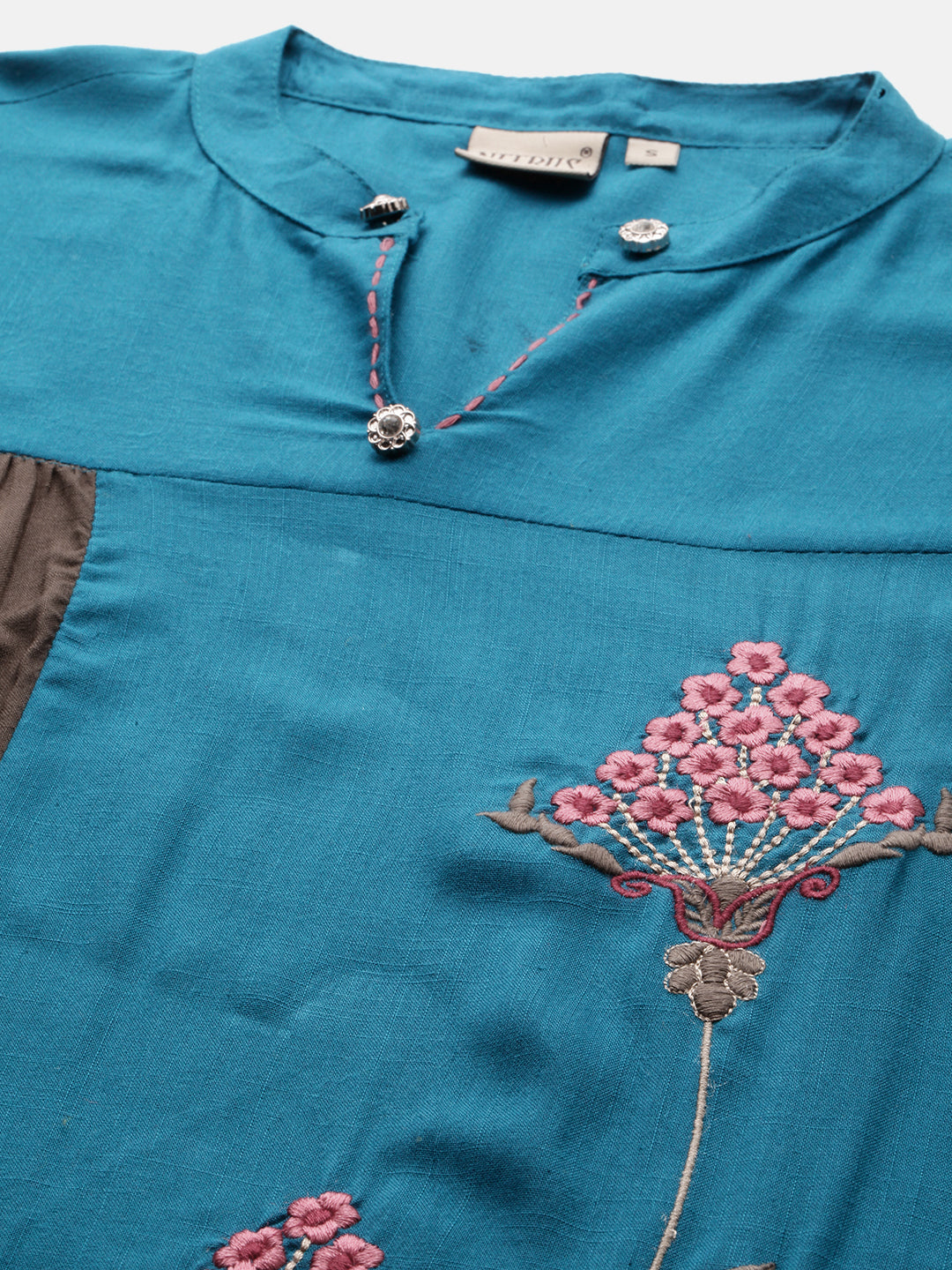 Neeru's Blue Embroidered A Line Kurta