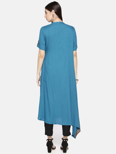 Neeru's Blue Embroidered A Line Kurta