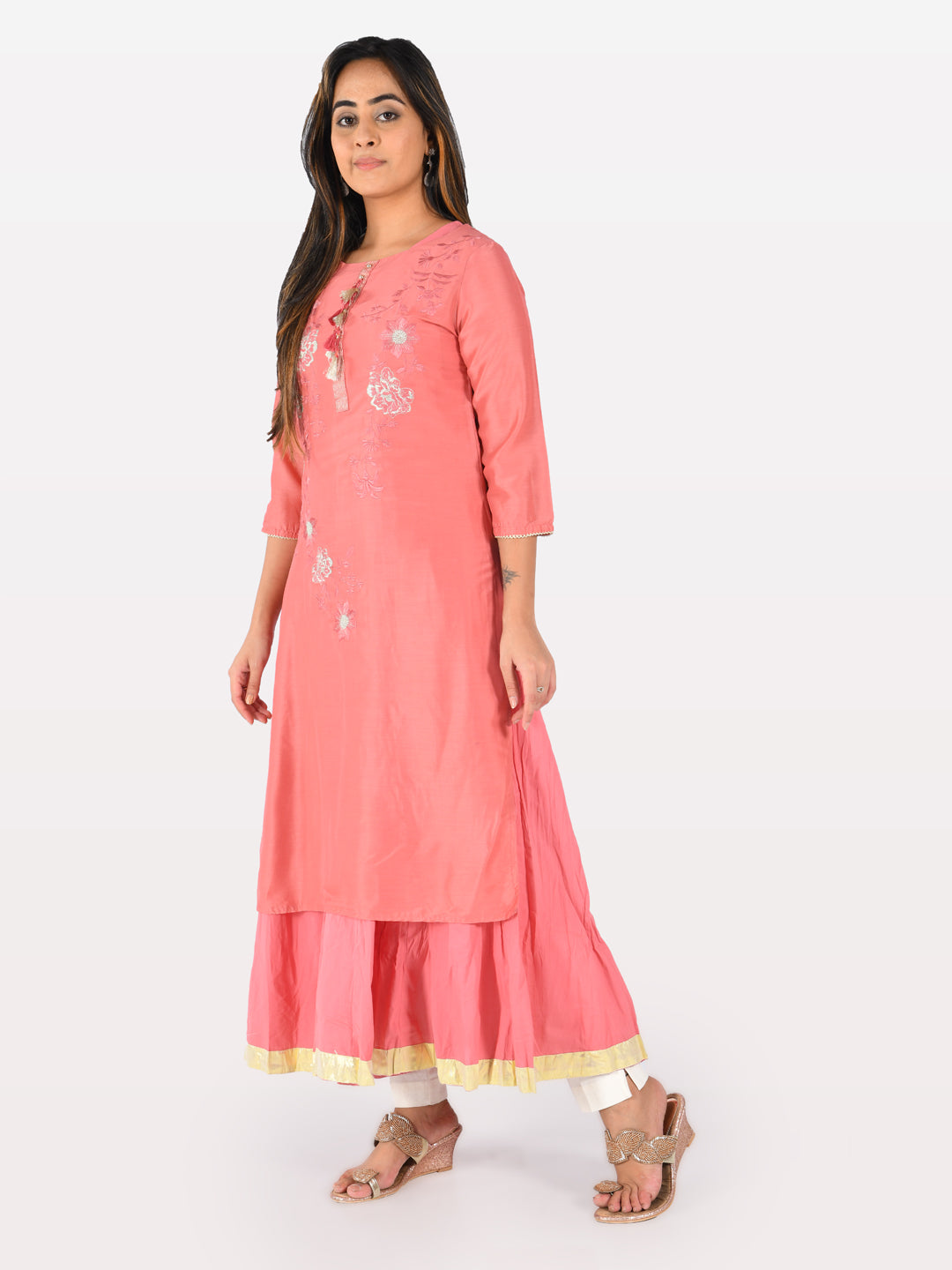 Neeru's Women Pink Color Muslin Fabric Tunic "50"