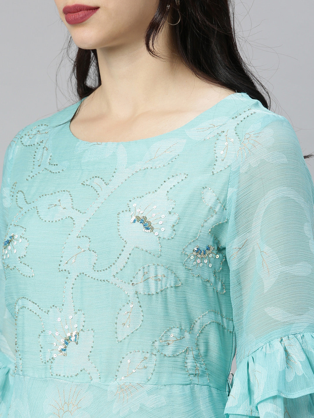 Neeru's Rama Colour Chiffon Fabric Tunic "52"