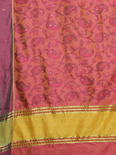 Neeru's Pink Printed Saree With Blouse