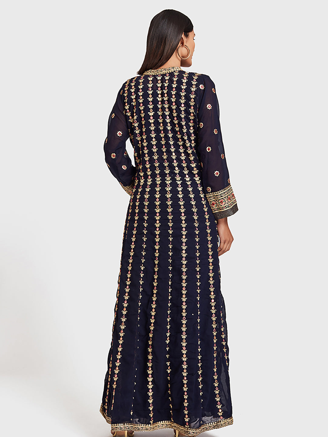 Neeru's Navy Blue Color Georgette Fabric Suit-Fusion