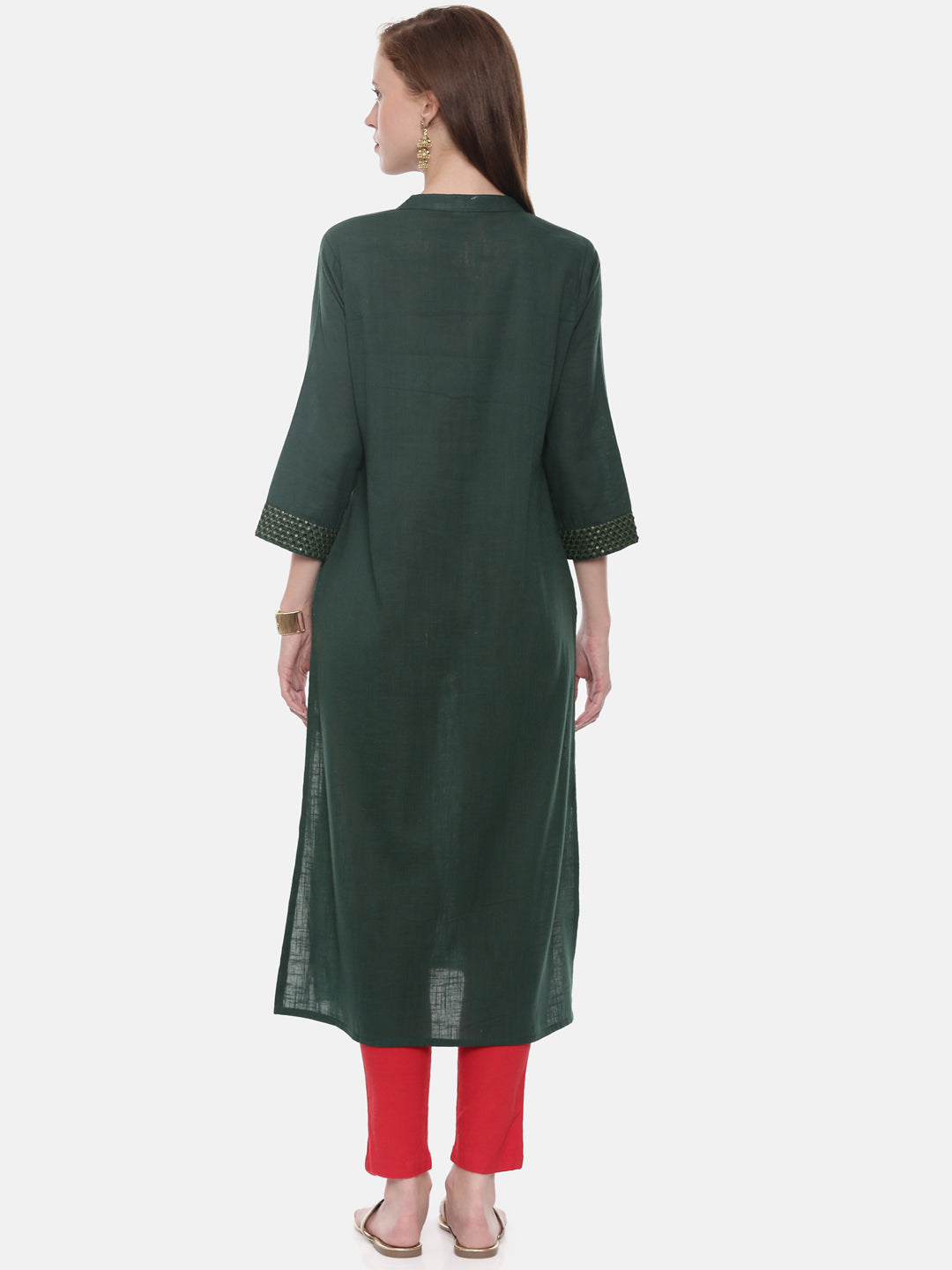 Neeru's Green Embellished Straight Kurta