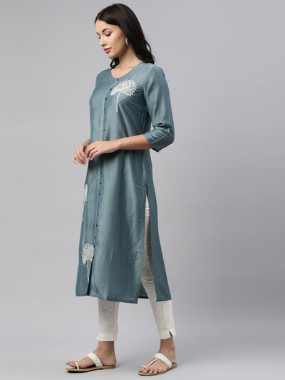 Neeru's Grey Color Silk Fabric Tunic