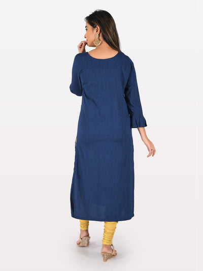 Neeru's Blue Embellished Straight Kurta