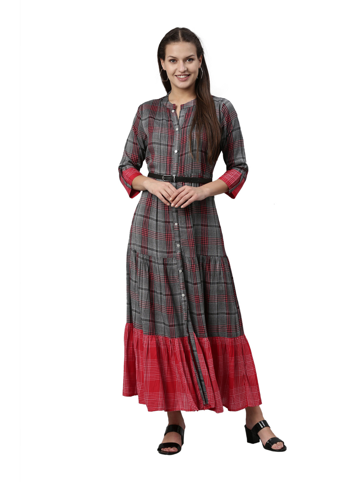 Neeru's Grey Color Slub Rayon Fabric Kurta