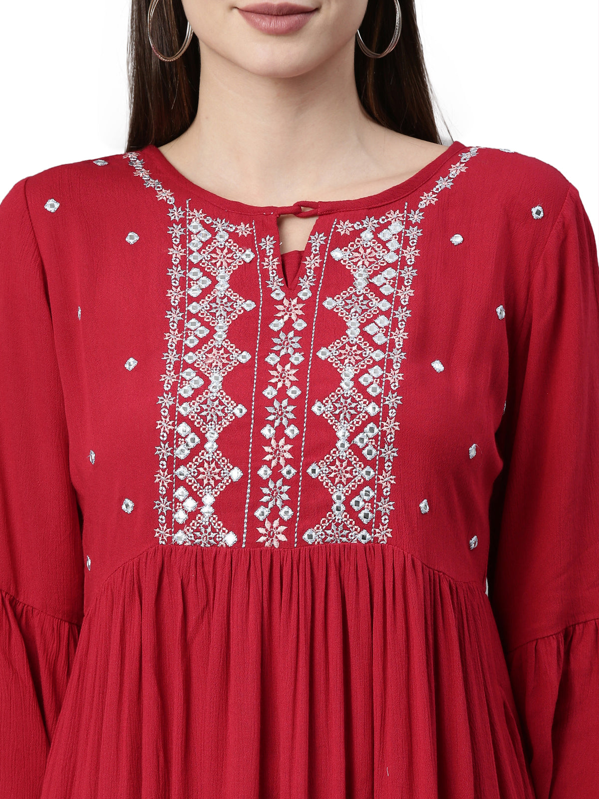 Neeru's Maroon Color Rayon Fabric Kurta