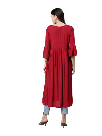 Neeru's Maroon Color Rayon Fabric Kurta