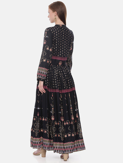 Neeru's Black Printed Anarkali Kurta