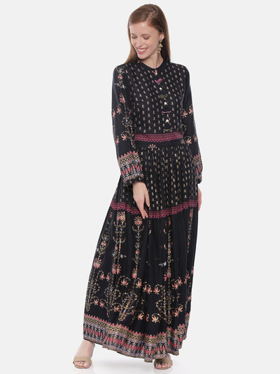 Neeru's Black Printed Anarkali Kurta