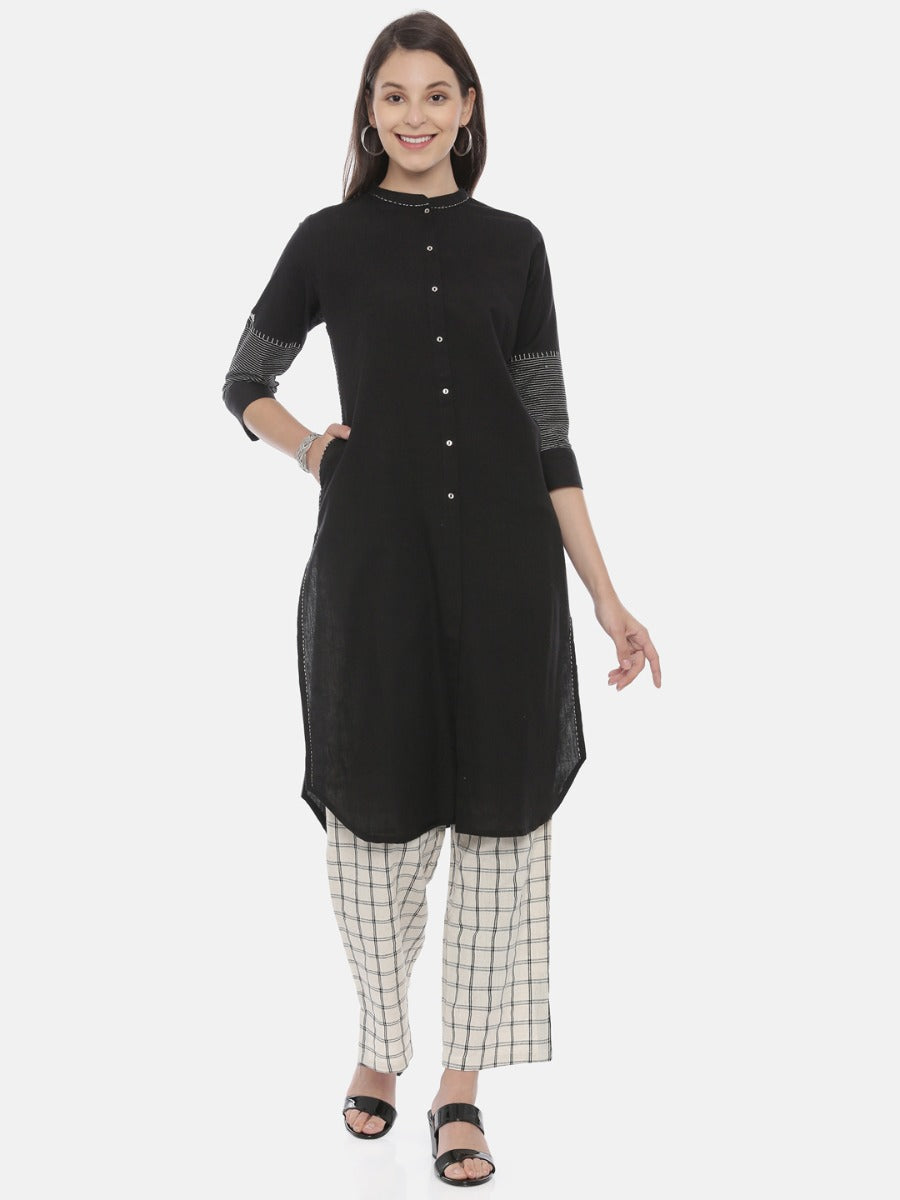 Neeru's Black & White Zari Kurta & Palazzo Set