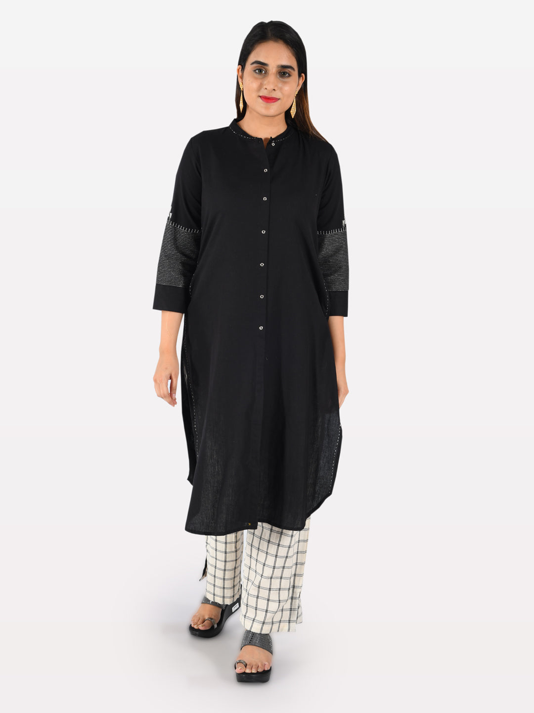 Neeru's Black & White Zari Kurta & Palazzo Set