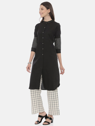 Neeru's Black & White Zari Kurta & Palazzo Set