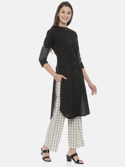 Neeru's Black & White Zari Kurta & Palazzo Set