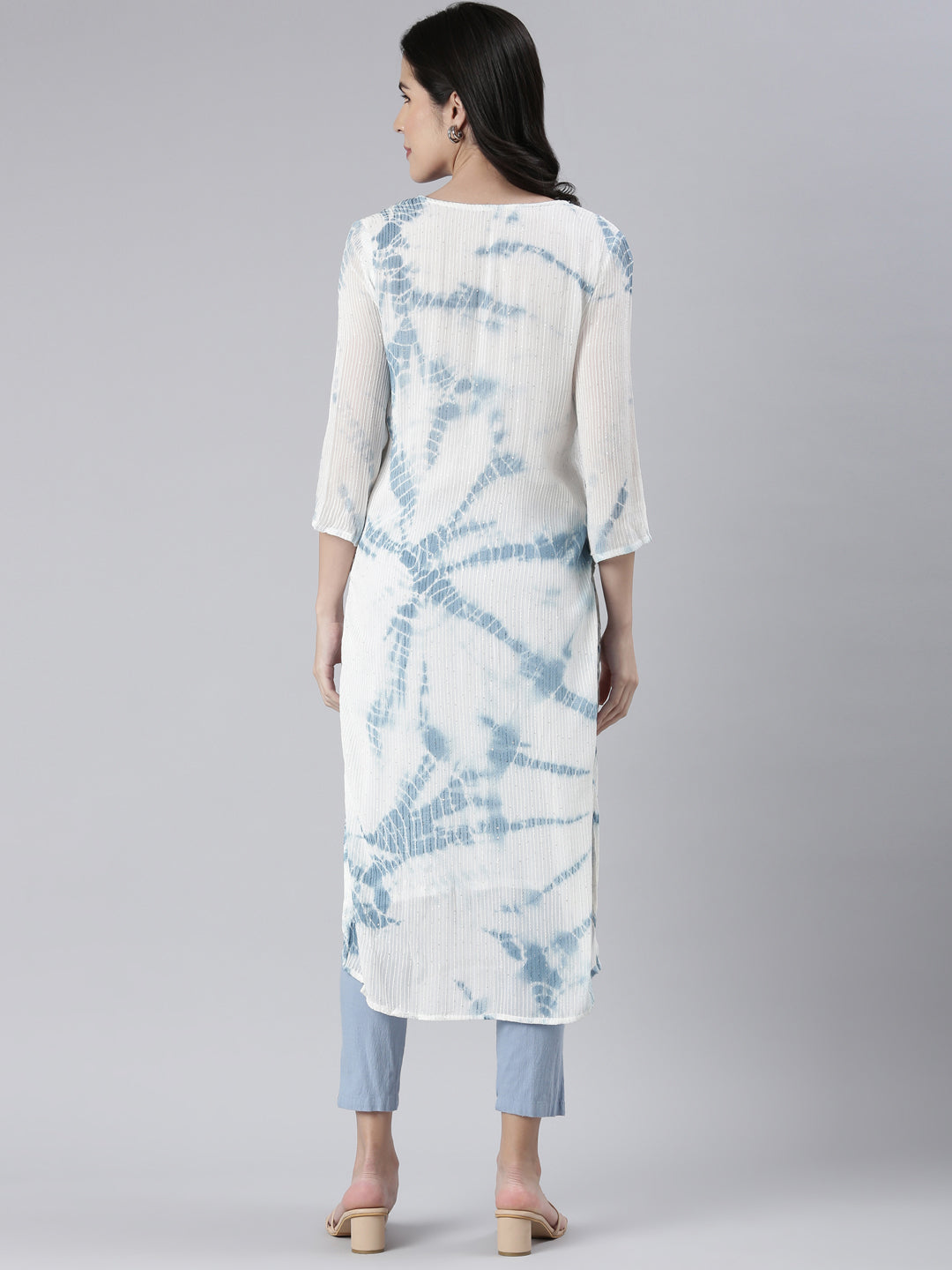 Neeru's Indigo Straight Printed Cotton Kurtas