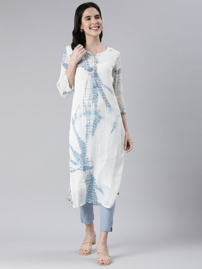 Neeru's Indigo Straight Printed Cotton Kurtas