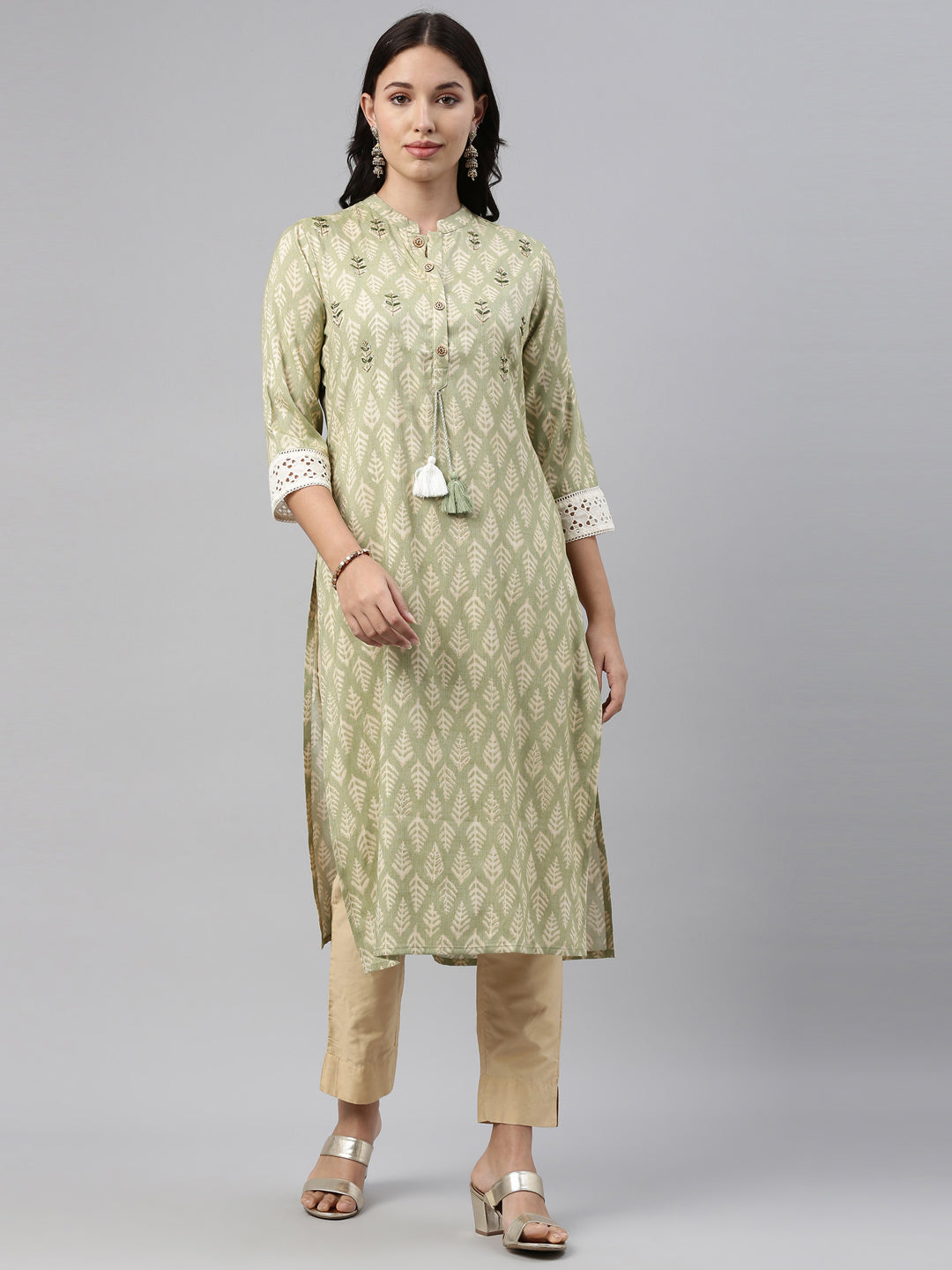 Neeru's Green Color Rayon Fabric Tunic