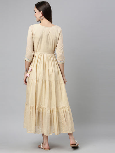 Neeru's Cream Color Cotton Fabric Kurta